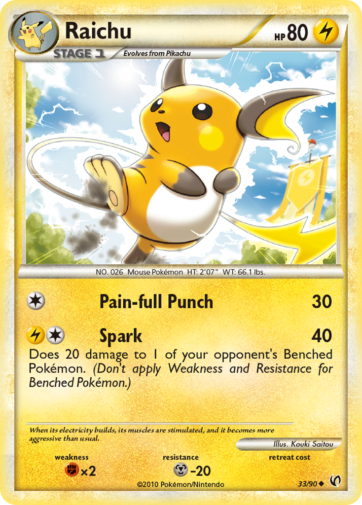 Raichu (33/90) [HeartGold & SoulSilver: Undaunted] | Tables and Towers
