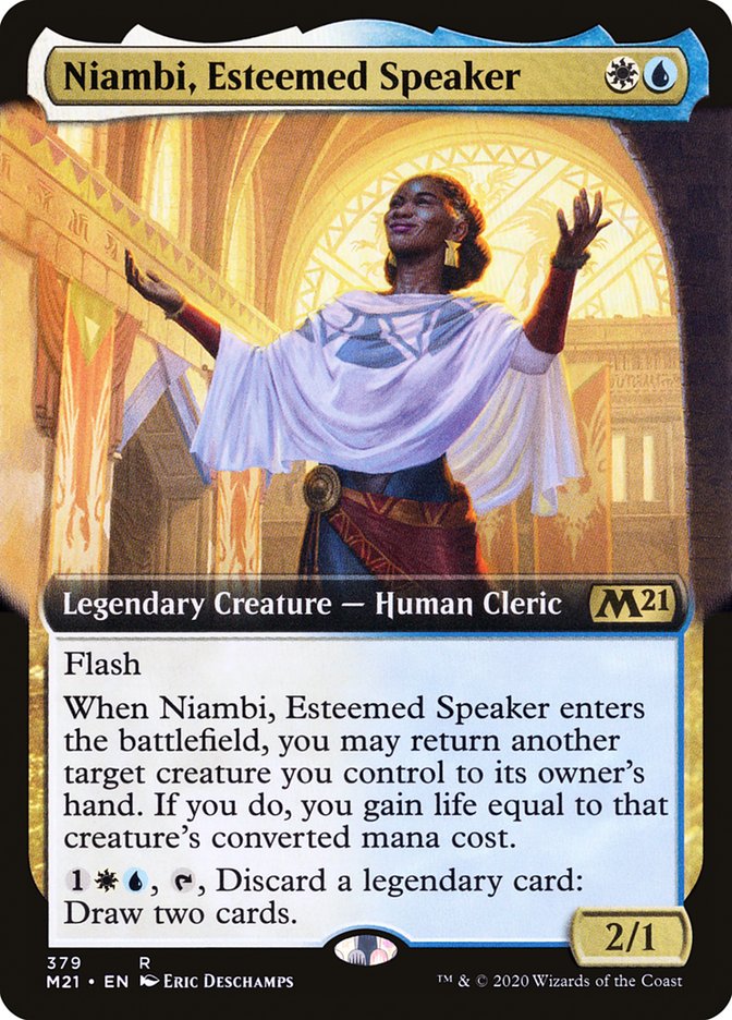 Niambi, Esteemed Speaker (Extended Art) [Core Set 2021] | Tables and Towers