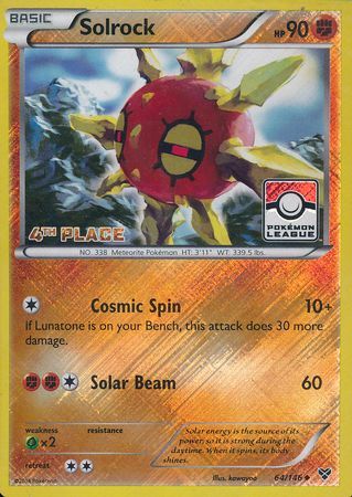 Solrock (64/146) (4th Place League Challenge Promo) [XY: Base Set] | Tables and Towers