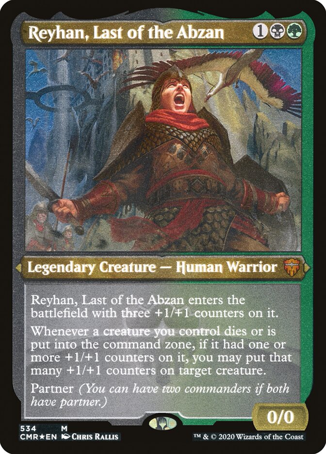 Reyhan, Last of the Abzan (Etched) [Commander Legends] | Tables and Towers