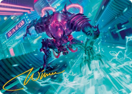 Surgehacker Mech Art Card (Gold-Stamped Signature) [Kamigawa: Neon Dynasty Art Series] | Tables and Towers