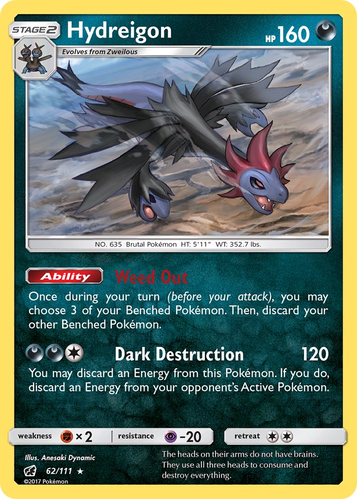 Hydreigon (62/111) (Cracked Ice Holo) (Theme Deck Exclusive) [Sun & Moon: Crimson Invasion] | Tables and Towers