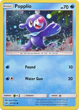 Popplio (39/149) (Cosmos Holo) [Sun & Moon: Base Set] | Tables and Towers