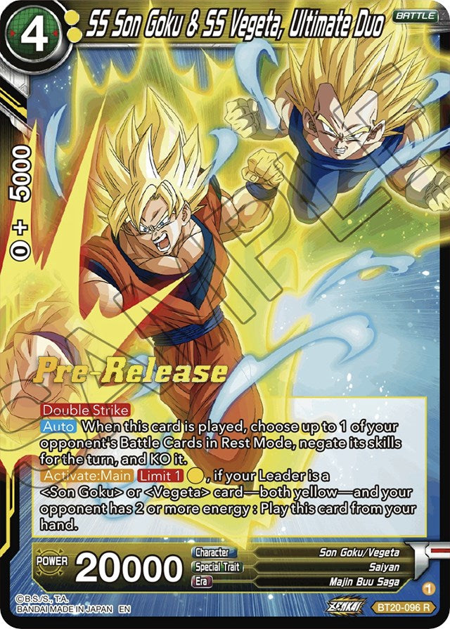 SS Son Goku & SS Vegeta, Ultimate Duo (BT20-096) [Power Absorbed Prerelease Promos] | Tables and Towers