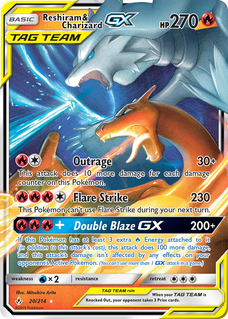 Reshiram & Charizard GX (20/214) [Sun & Moon: Unbroken Bonds] | Tables and Towers