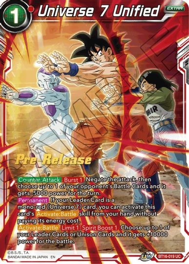 Universe 7 Unified (BT16-019) [Realm of the Gods Prerelease Promos] | Tables and Towers