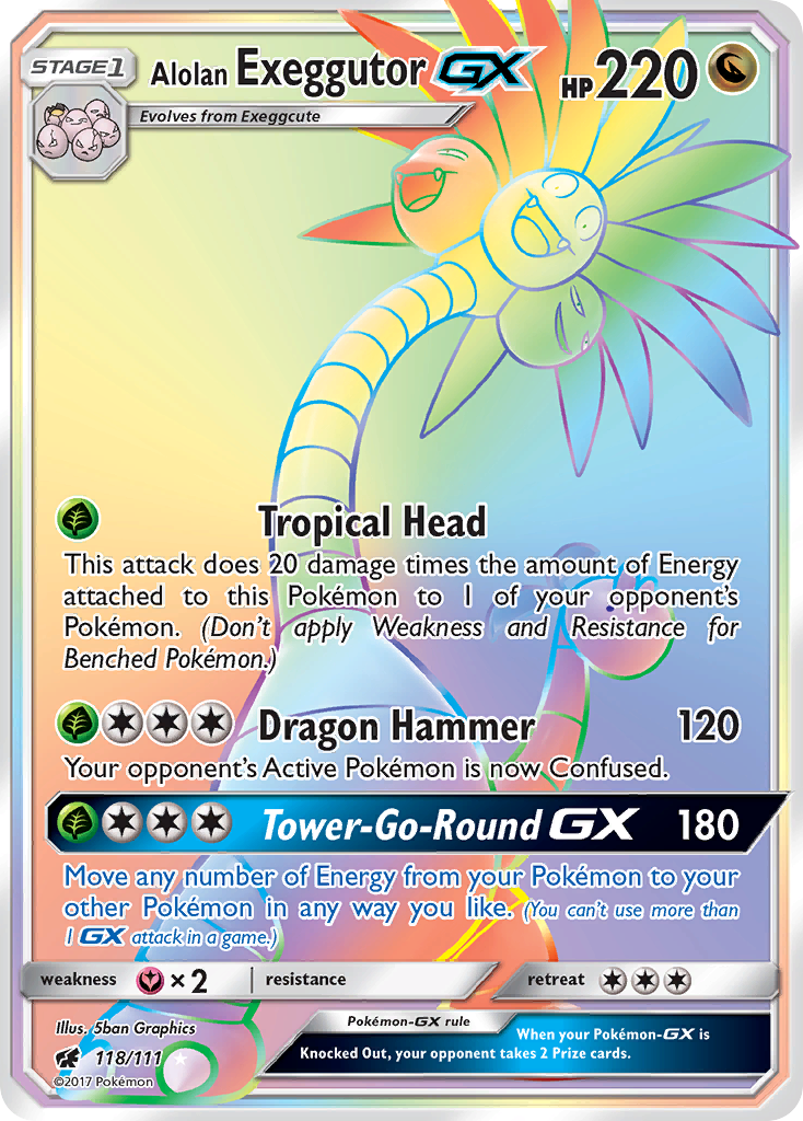 Alolan Exeggutor GX (118/111) [Sun & Moon: Crimson Invasion] | Tables and Towers