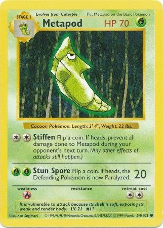 Metapod (54/102) [Base Set Shadowless Unlimited] | Tables and Towers