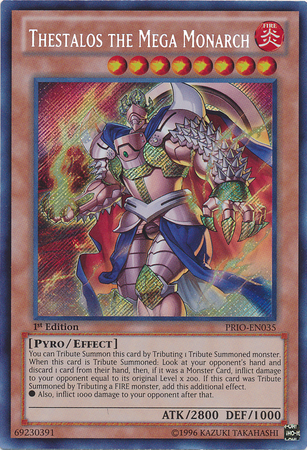 Thestalos the Mega Monarch [PRIO-EN035] Secret Rare | Tables and Towers