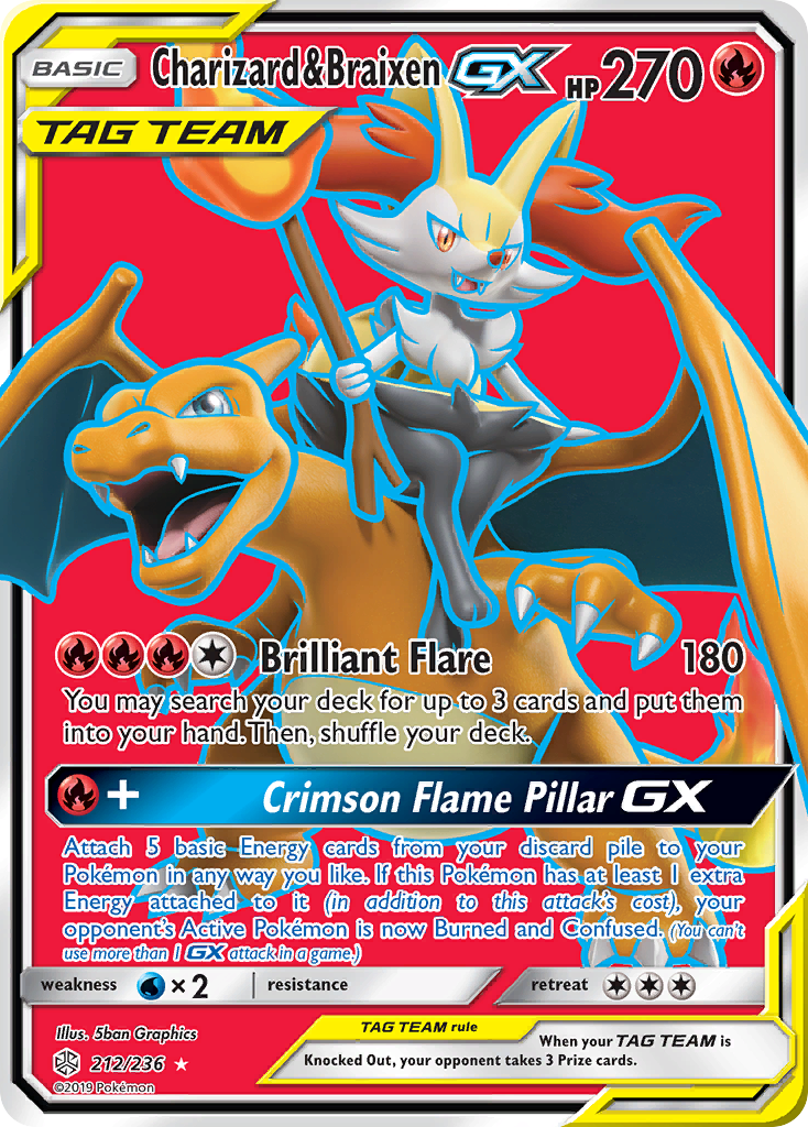 Charizard & Braixen GX (212/236) [Sun & Moon: Cosmic Eclipse] | Tables and Towers