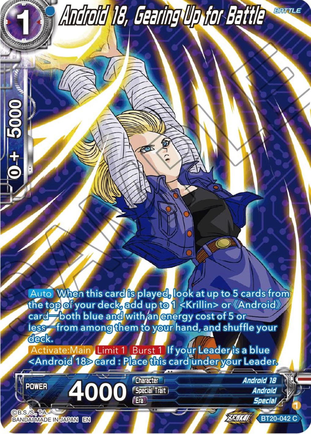 Android 18, Gearing Up for Battle (Silver Foil) (BT20-042) [Power Absorbed] | Tables and Towers