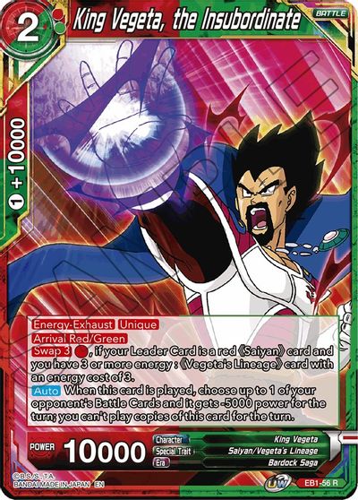 King Vegeta, the Insubordinate (EB1-56) [Battle Evolution Booster] | Tables and Towers