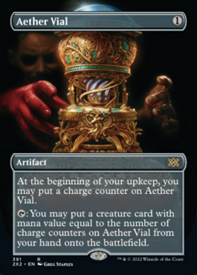 Aether Vial (Borderless Alternate Art) [Double Masters 2022] | Tables and Towers