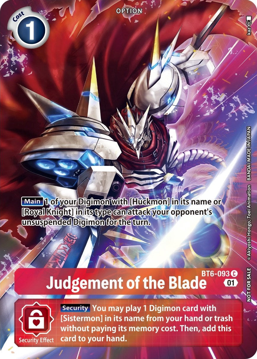 Judgement of the Blade [BT6-093] (Premium Deck Set) [Double Diamond Promos] | Tables and Towers