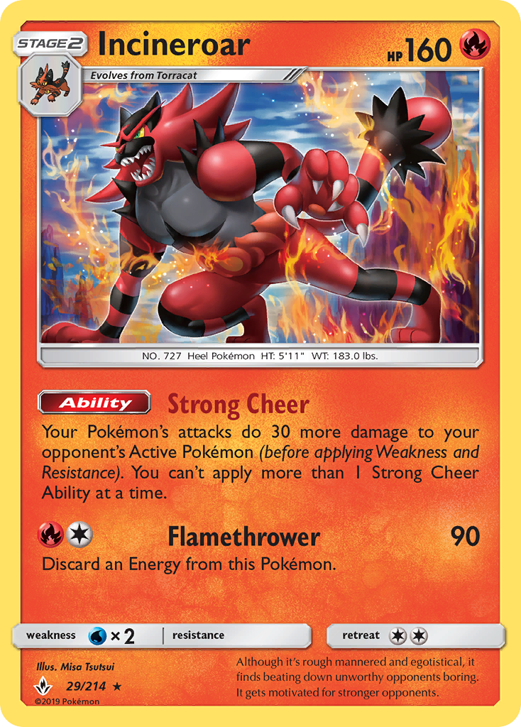 Incineroar (29/214) [Sun & Moon: Unbroken Bonds] | Tables and Towers