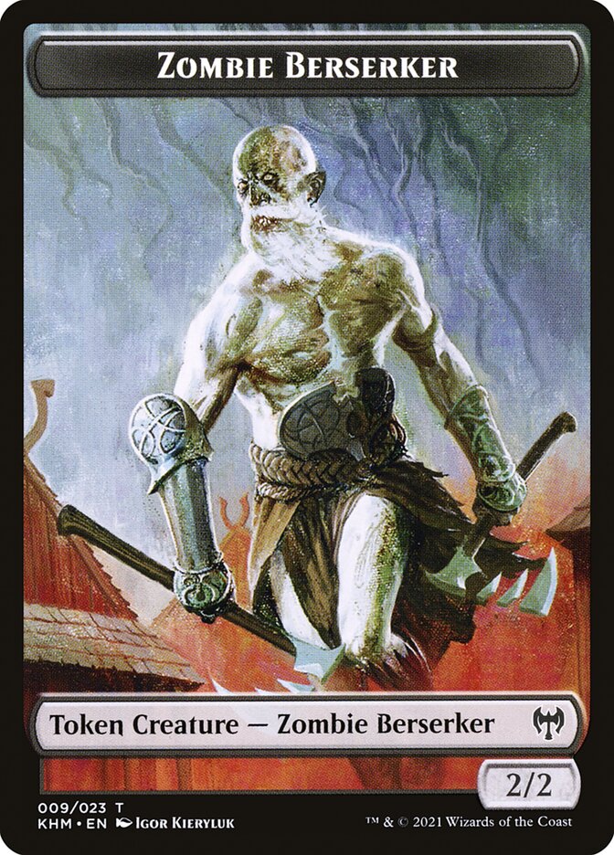 Elf Warrior // Zombie Berserker Double-Sided Token [Kaldheim Tokens] | Tables and Towers