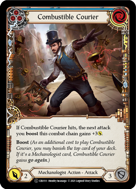 Combustible Courier (Blue) [U-CRU111] (Crucible of War Unlimited)  Unlimited Rainbow Foil | Tables and Towers