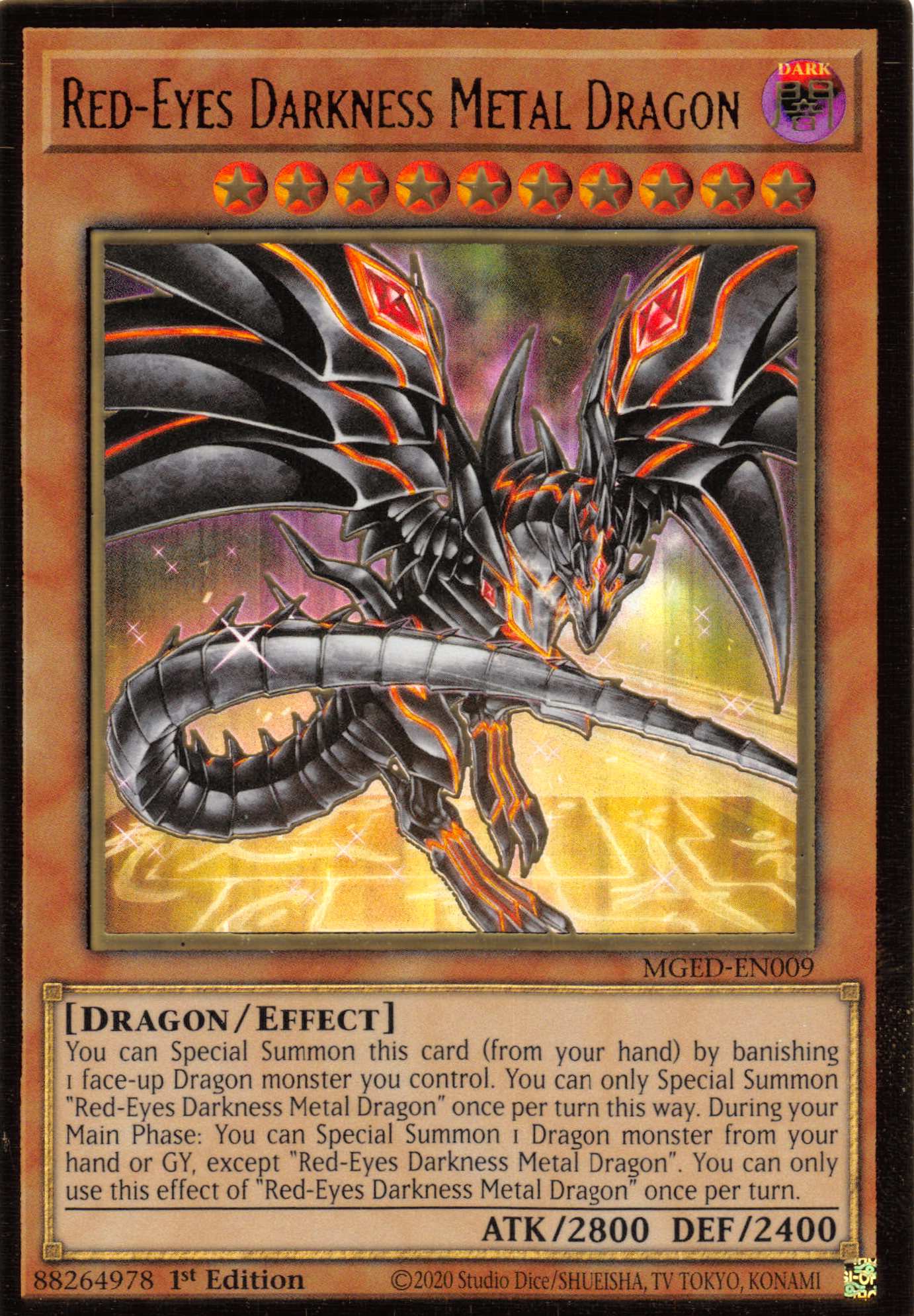 Red-Eyes Darkness Metal Dragon (Alternate Art) [MGED-EN009] Gold Rare | Tables and Towers