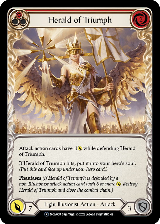 Herald of Triumph (Red) [U-MON008-RF] (Monarch Unlimited)  Unlimited Rainbow Foil | Tables and Towers