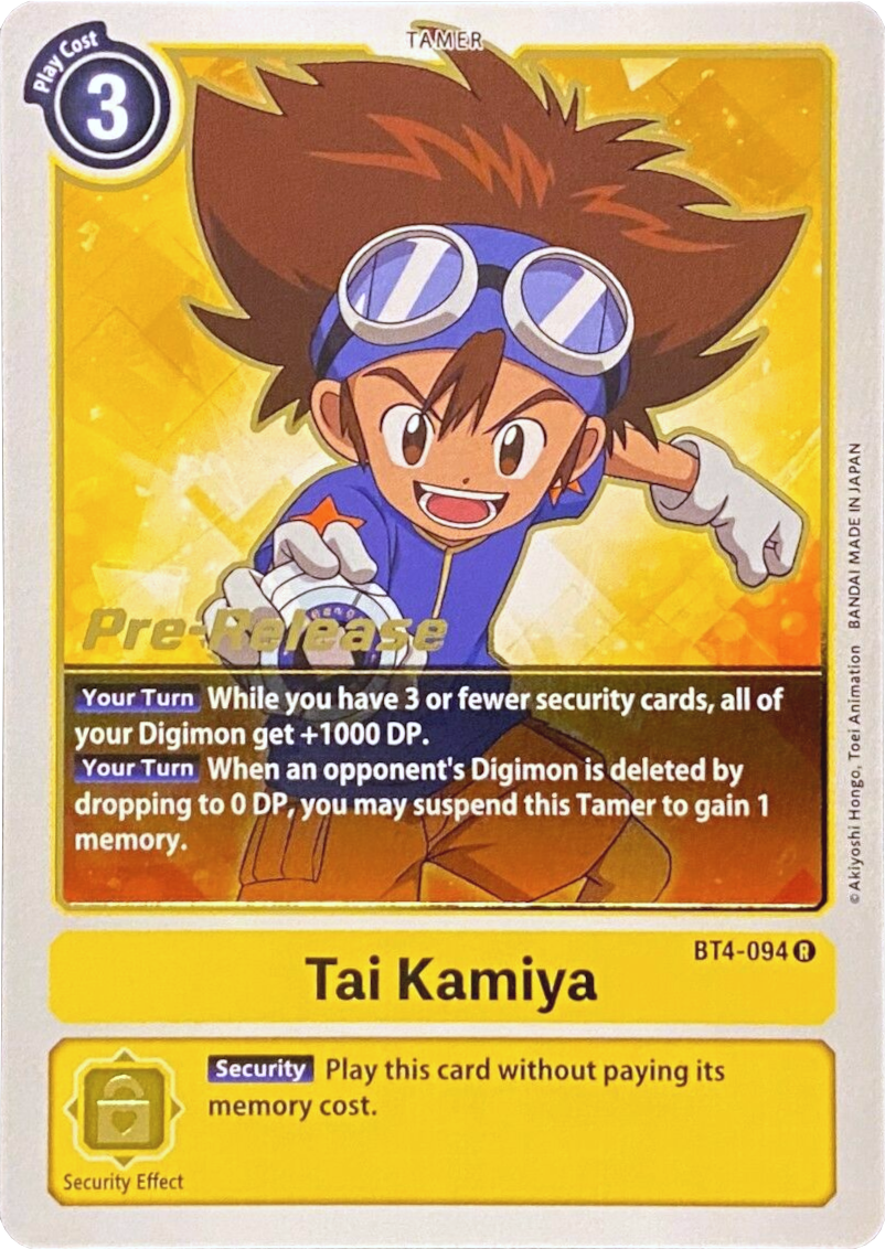 Tai Kamiya [BT4-094] [Great Legend Pre-Release Promos] | Tables and Towers