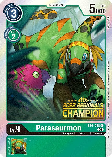 Parasaurmon [BT6-048] (2022 Championship Online Regional) (Online Champion) [Double Diamond Promos] | Tables and Towers