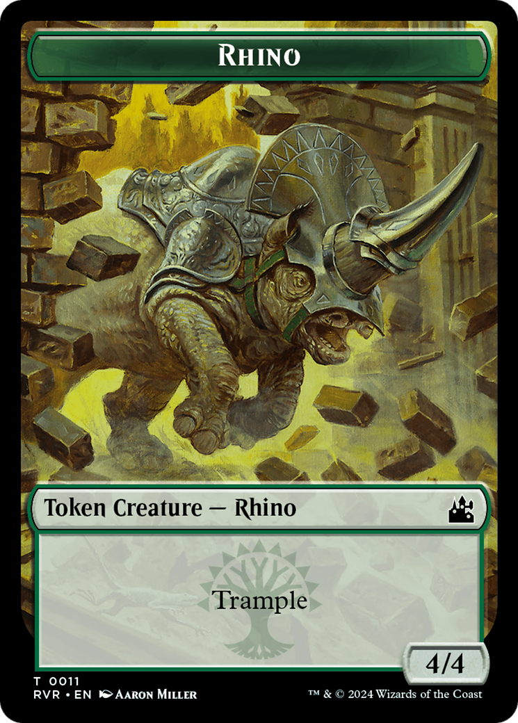 Elf Knight // Rhino Double-Sided Token [Ravnica Remastered Tokens] | Tables and Towers