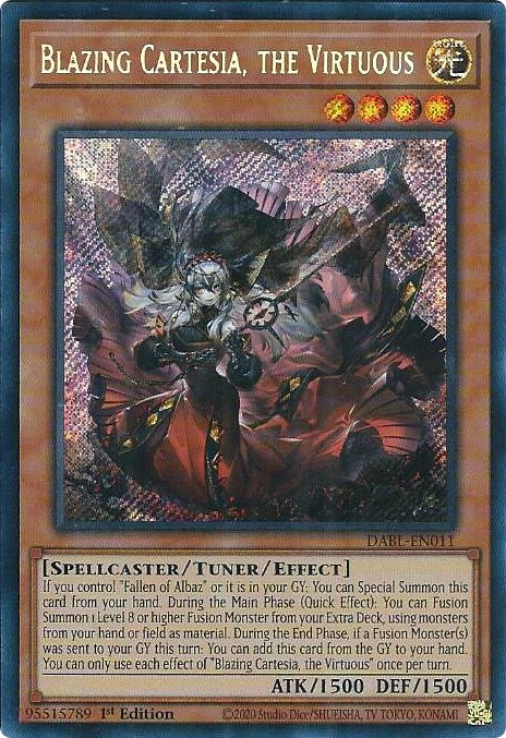 Blazing Cartesia, the Virtuous [DABL-EN011] Secret Rare | Tables and Towers