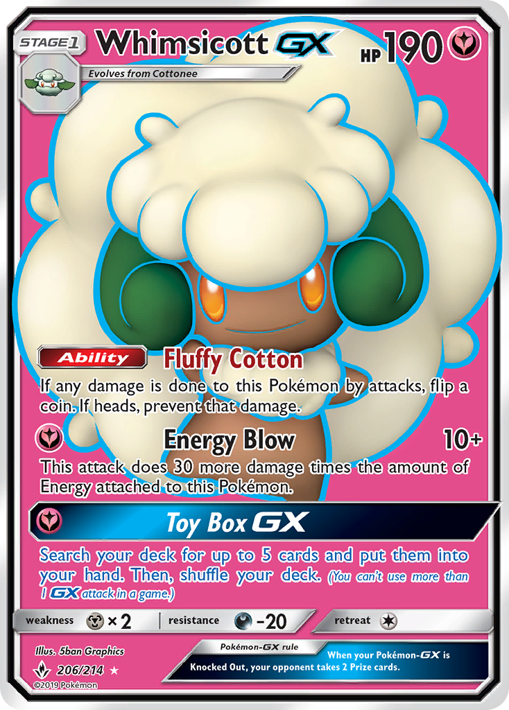 Whimsicott GX (206/214) [Sun & Moon: Unbroken Bonds] | Tables and Towers