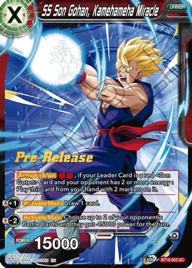 SS Son Gohan, Kamehameha Miracle (BT15-003) [Saiyan Showdown Prerelease Promos] | Tables and Towers