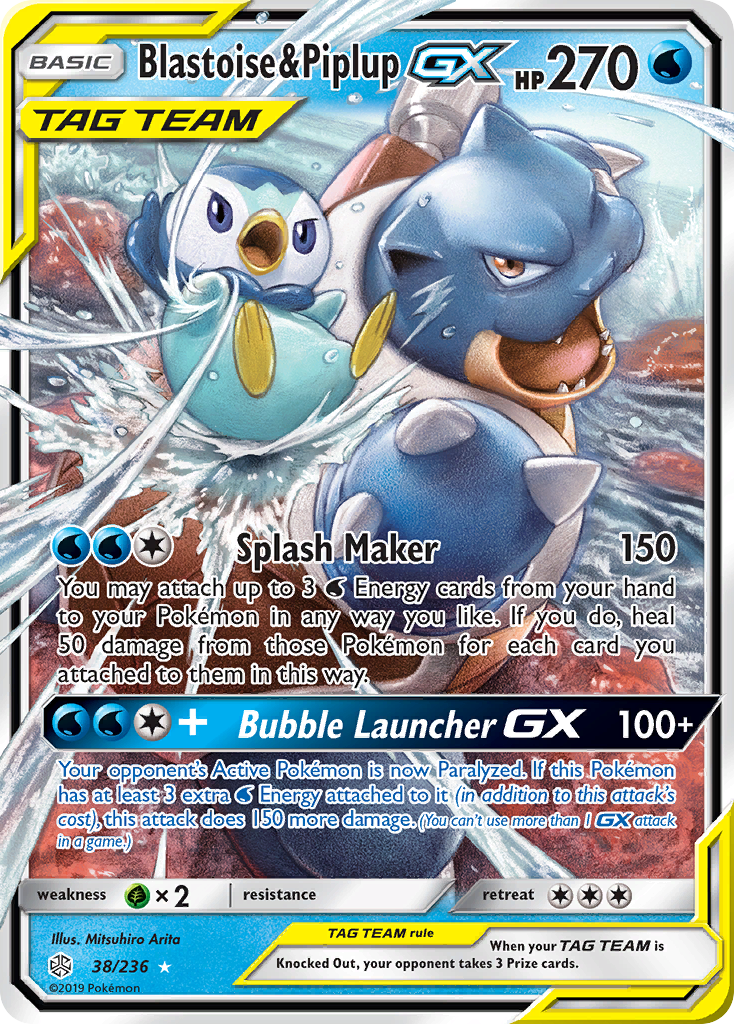 Blastoise & Piplup GX (38/236) [Sun & Moon: Cosmic Eclipse] | Tables and Towers