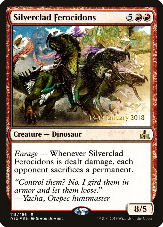 Silverclad Ferocidons [Rivals of Ixalan Prerelease Promos] | Tables and Towers