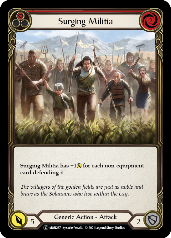 Surging Militia (Red) [U-MON287-RF] (Monarch Unlimited)  Unlimited Rainbow Foil | Tables and Towers