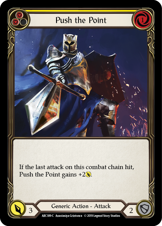 Push the Point (Yellow) [ARC189-C] (Arcane Rising)  1st Edition Rainbow Foil | Tables and Towers