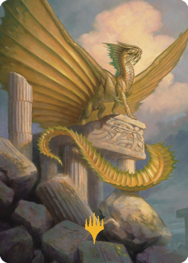 Ancient Gold Dragon Art Card (05) (Gold-Stamped Signature) [Commander Legends: Battle for Baldur's Gate Art Series] | Tables and Towers