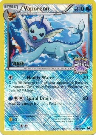 Vaporeon (25/108) (State Province Championship 2013 Promo Staff) [Black & White: Dark Explorers] | Tables and Towers