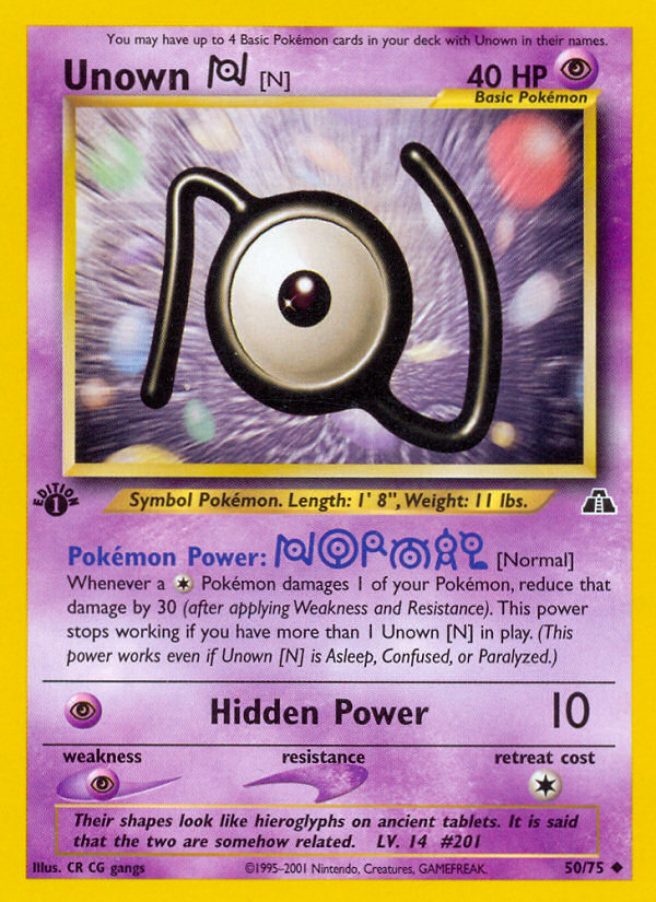 Unown [N] (50/75) [Neo Discovery 1st Edition] | Tables and Towers