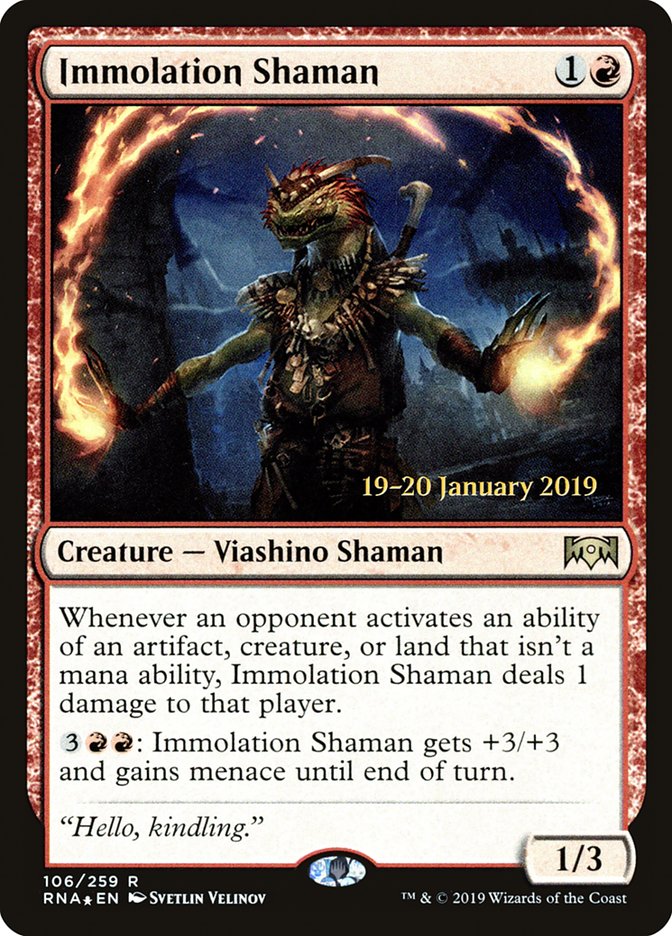 Immolation Shaman [Ravnica Allegiance Prerelease Promos] | Tables and Towers