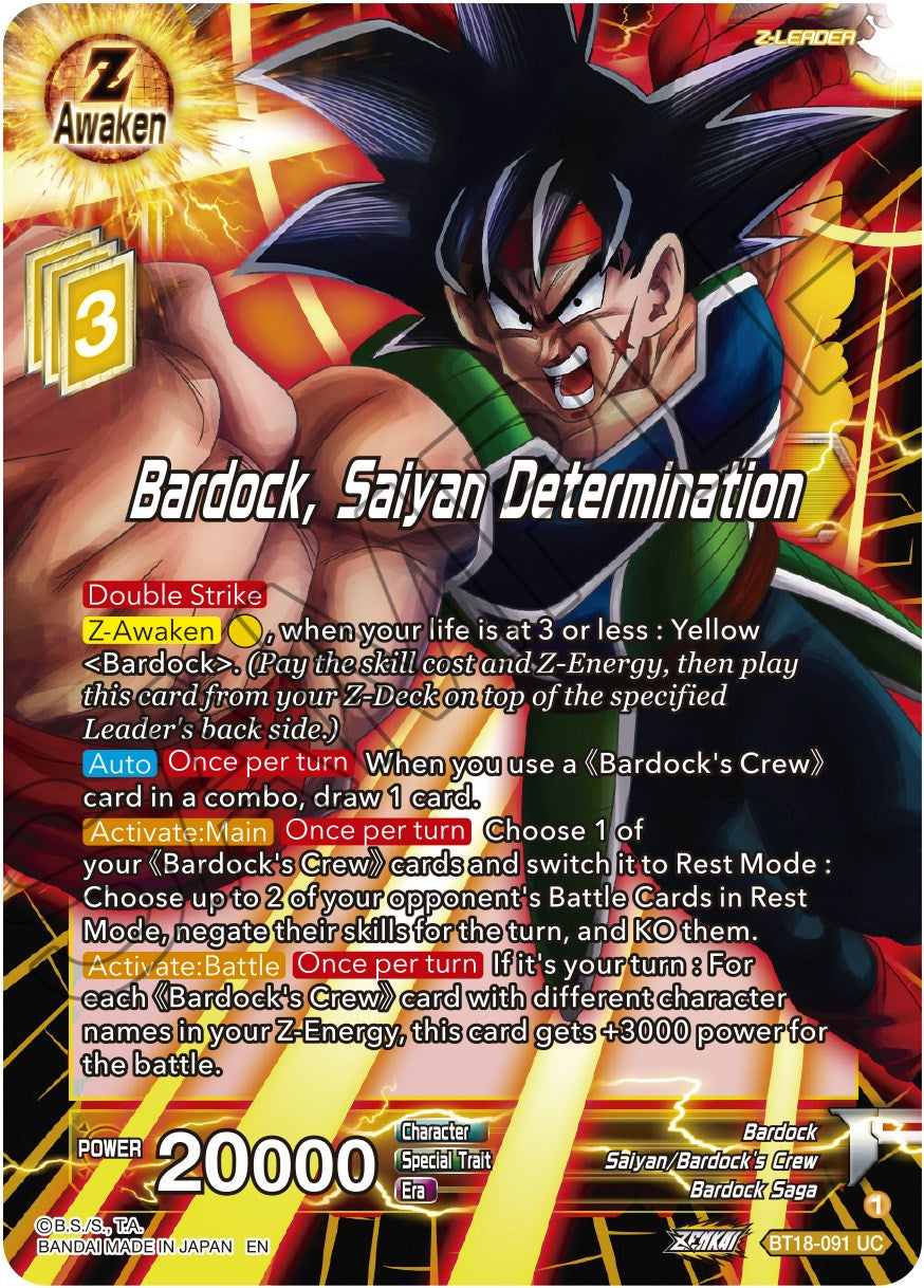 Bardock, Saiyan Determination (BT18-091) [Dawn of the Z-Legends] | Tables and Towers