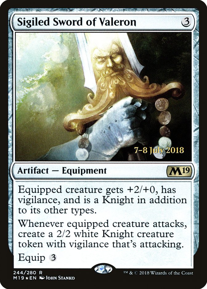 Sigiled Sword of Valeron [Core Set 2019 Prerelease Promos] | Tables and Towers