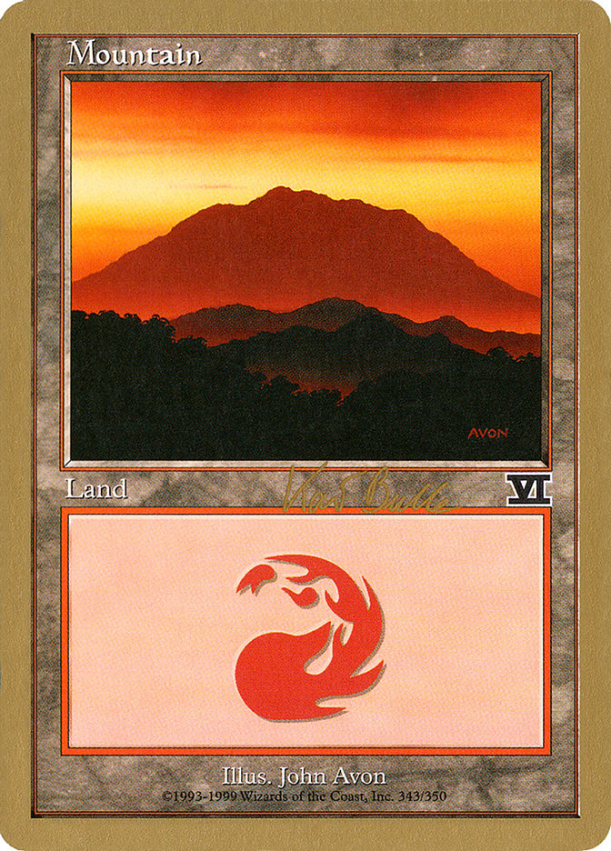 Mountain (kb343) (Kai Budde) [World Championship Decks 1999] | Tables and Towers