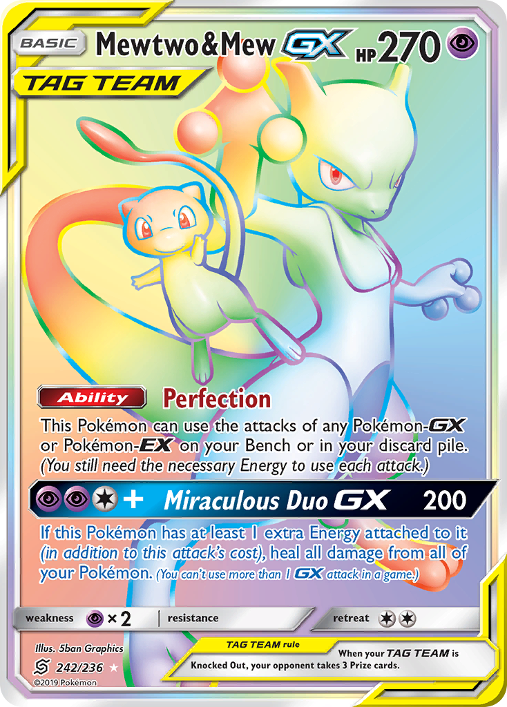 Mewtwo & Mew GX (242/236) [Sun & Moon: Unified Minds] | Tables and Towers