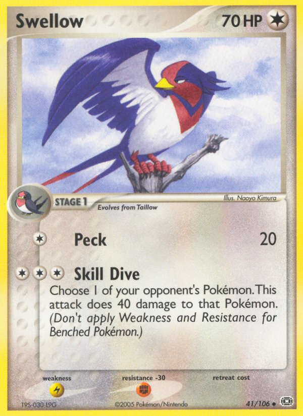 Swellow (41/106) [EX: Emerald] | Tables and Towers