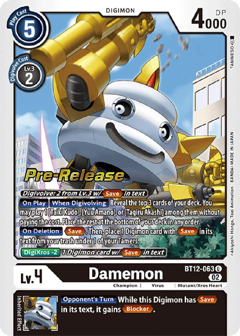 Damemon [BT12-063] [Across Time Pre-Release Cards] | Tables and Towers