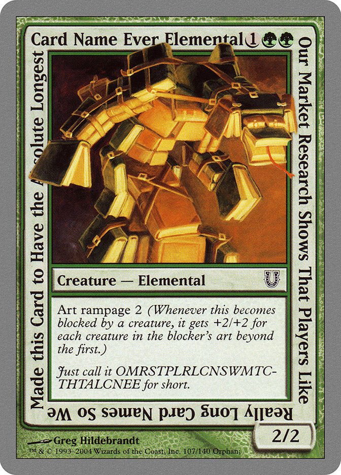 Our Market Research Shows That Players Like Really Long Card Names So We Made this Card to Have the Absolute Longest Card Name Ever Elemental [Unhinged] | Tables and Towers