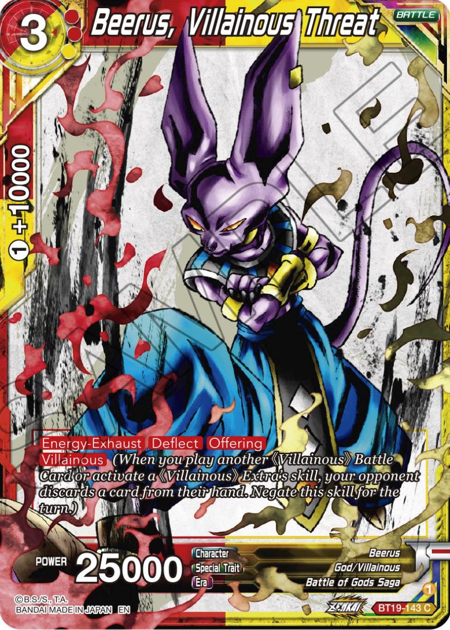 Beerus, Villainous Threat (BT19-143) [Fighter's Ambition] | Tables and Towers