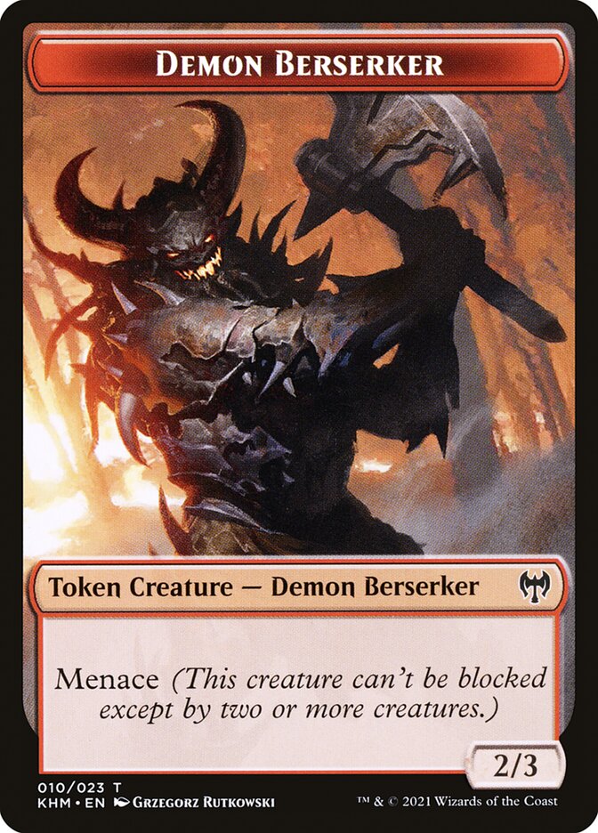 Dwarf Berserker // Demon Berserker Double-Sided Token [Kaldheim Tokens] | Tables and Towers