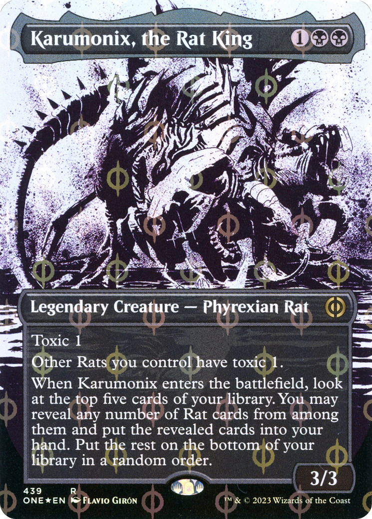 Karumonix, the Rat King (Borderless Ichor Step-and-Compleat Foil) [Phyrexia: All Will Be One] | Tables and Towers