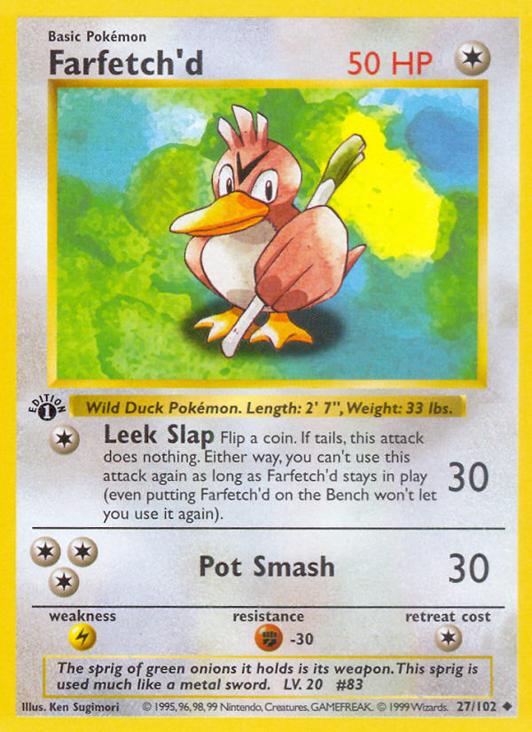 Farfetch'd (27/102) (Shadowless) [Base Set 1st Edition] | Tables and Towers