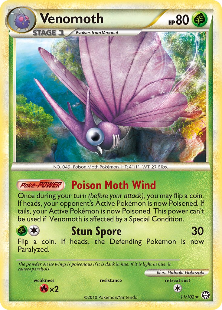 Venomoth (11/102) (Theme Deck Exclusive) [HeartGold & SoulSilver: Triumphant] | Tables and Towers