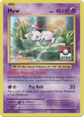 Mew (53/108) (League Promo 3rd Place) [XY: Evolutions] | Tables and Towers